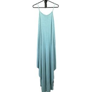 Flowy Asymmetrical Light Teal Maxi Dress